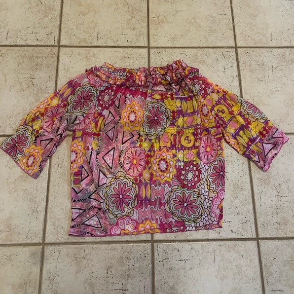 Folia Bohemian Floral Ruffled Off-the-Shoulder Blouse Size Small - Picture 5 of 6